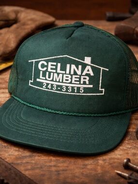 Vintage Trucker Hat NWOT Green Mesh Snapback Workwear Celina Lumber Cap